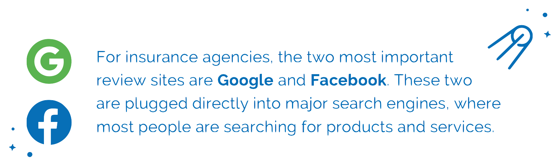 The two most important review sites for insurance agents are Google and Facebook