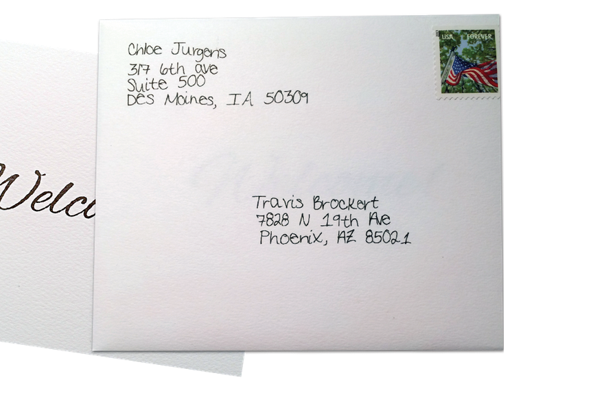 handwritten card envelope